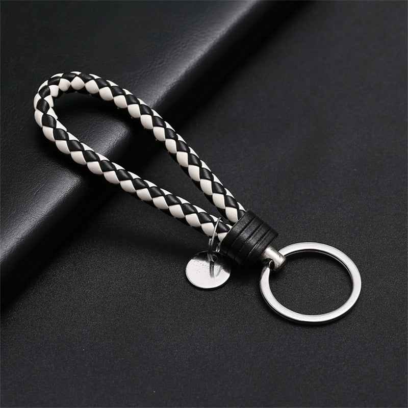 Braided Leather Rope Keychain