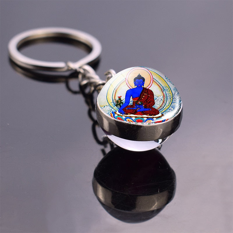 7 Chakra Yoga Meditation Glass Ball Key Chain