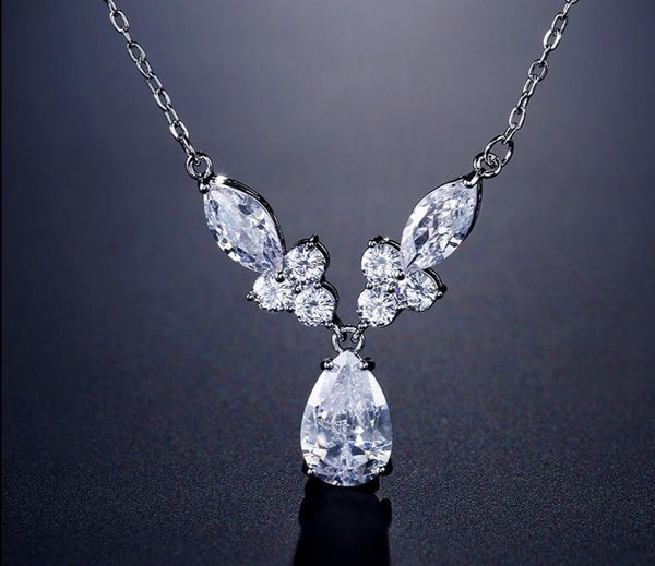 Water Drop Zirconia Crystal Pendant Necklaces