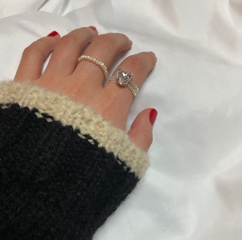 Handmade Braided Imitation Pearl Rings