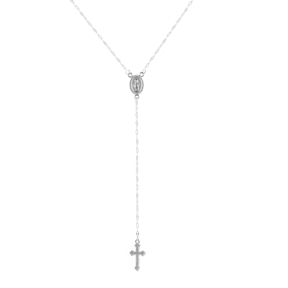 Christian Cross Bohemia Religious Rosary Pendant Women  Necklace