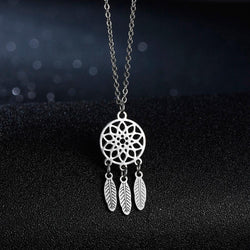 Fashion Retro Stainless Steel Dream Catcher Pendant Necklaces