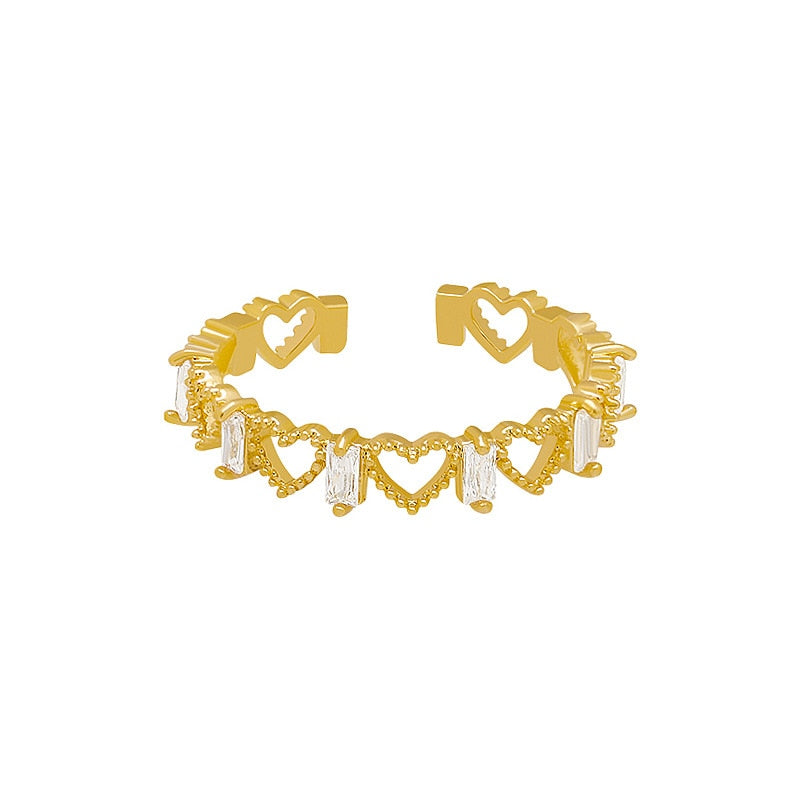 Hollow Heart-shaped Gold Opening Ring
