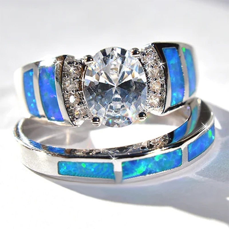 Oval CZ Ring Sets for Women
