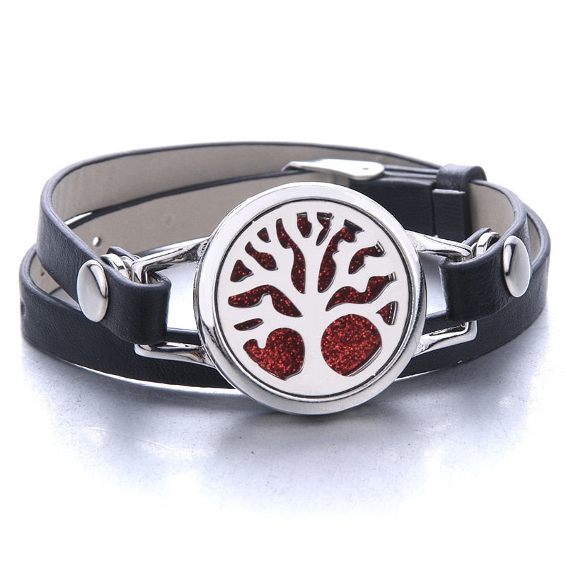 Oil Diffuser Locket Leather Bracelet