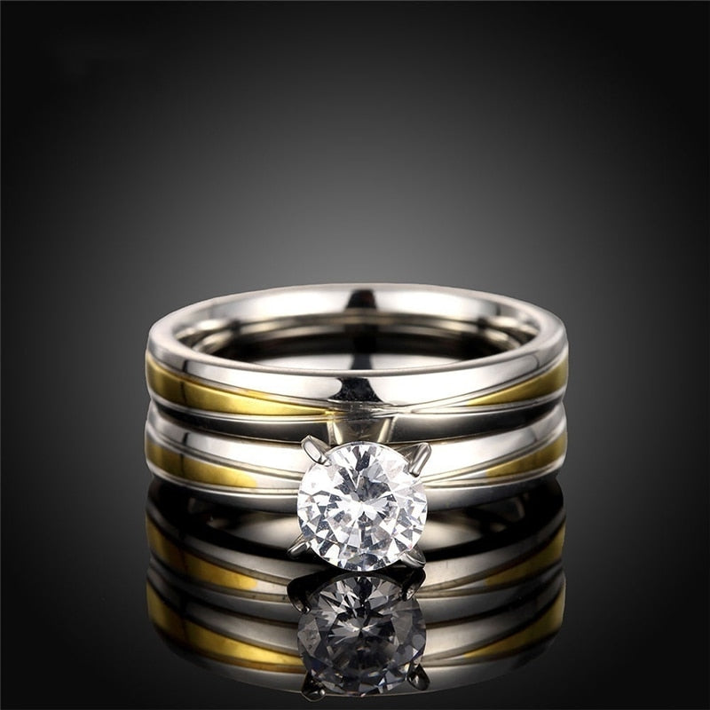 Crystal Wedding Couple Rings Ring