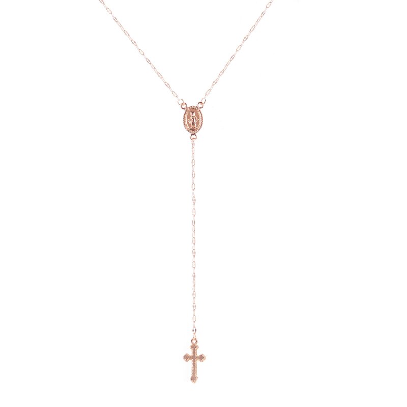 Christian Cross Bohemia Religious Rosary Pendant Women  Necklace