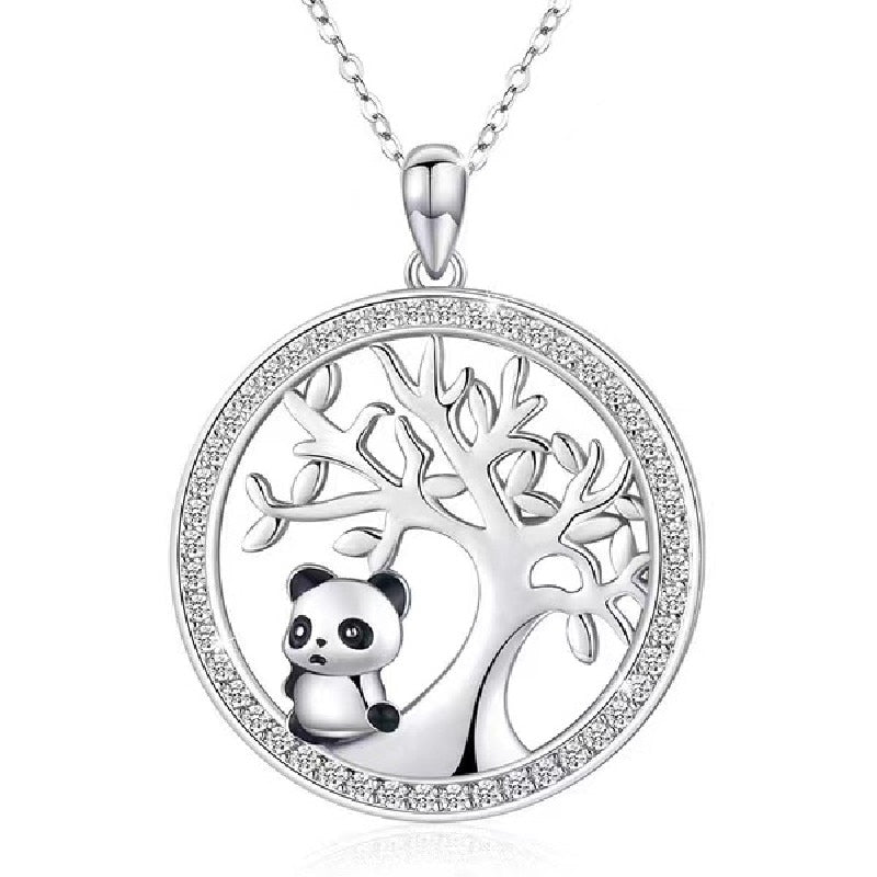 Crystal Rose Gold Plated Panda Clavicle Pendant