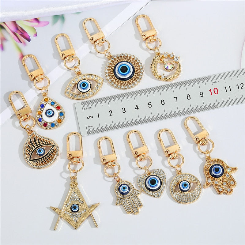 1Pcs Evil Eye Hamsa Hand  Key Ring