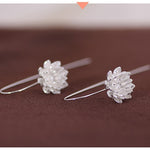925 sterling silver Long Flower Earrings