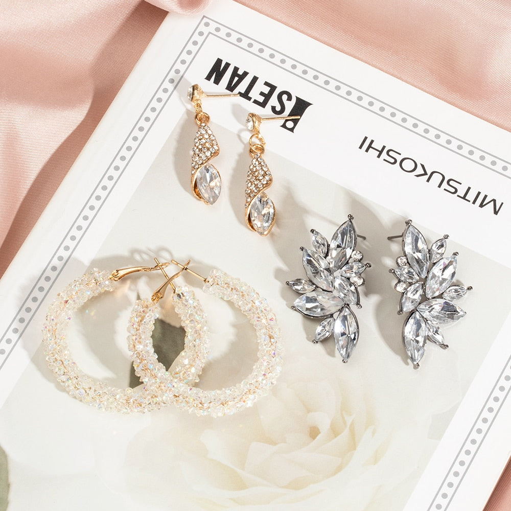 Fashion Crystal Water Drop Dangle Earrings