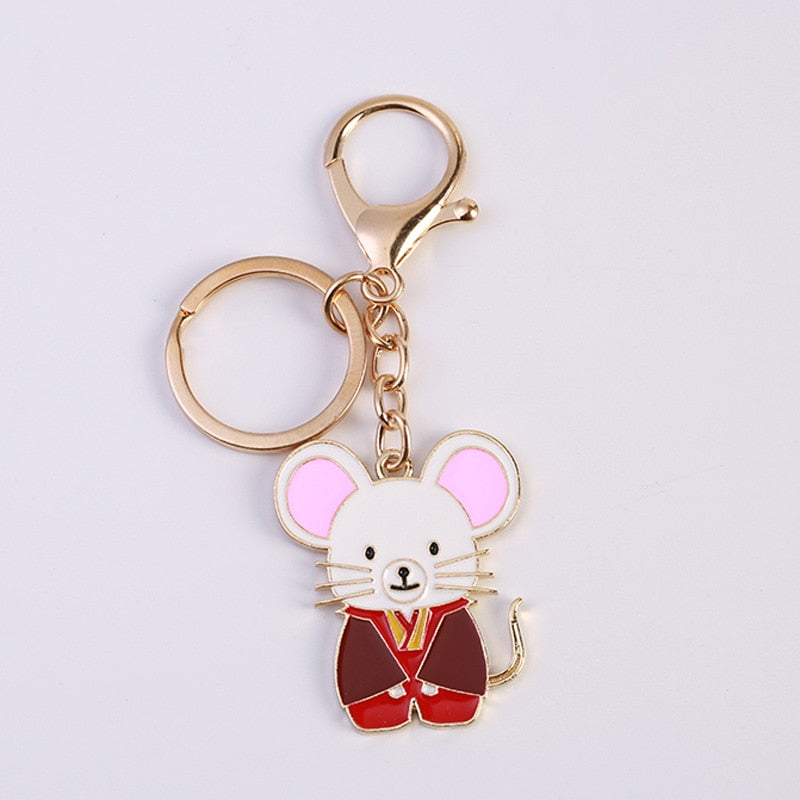 Cute Lucky 12 Zodiac Mouse Keychain
