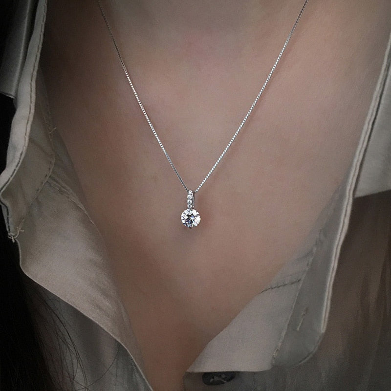 925 Sterling Silver Geometric Drop Necklace Clavicle Chain