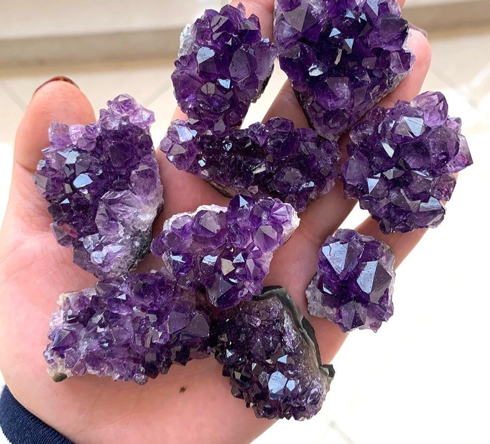 Natural Raw Amethyst Quartz Purple Crystal Cluster Healing Stones