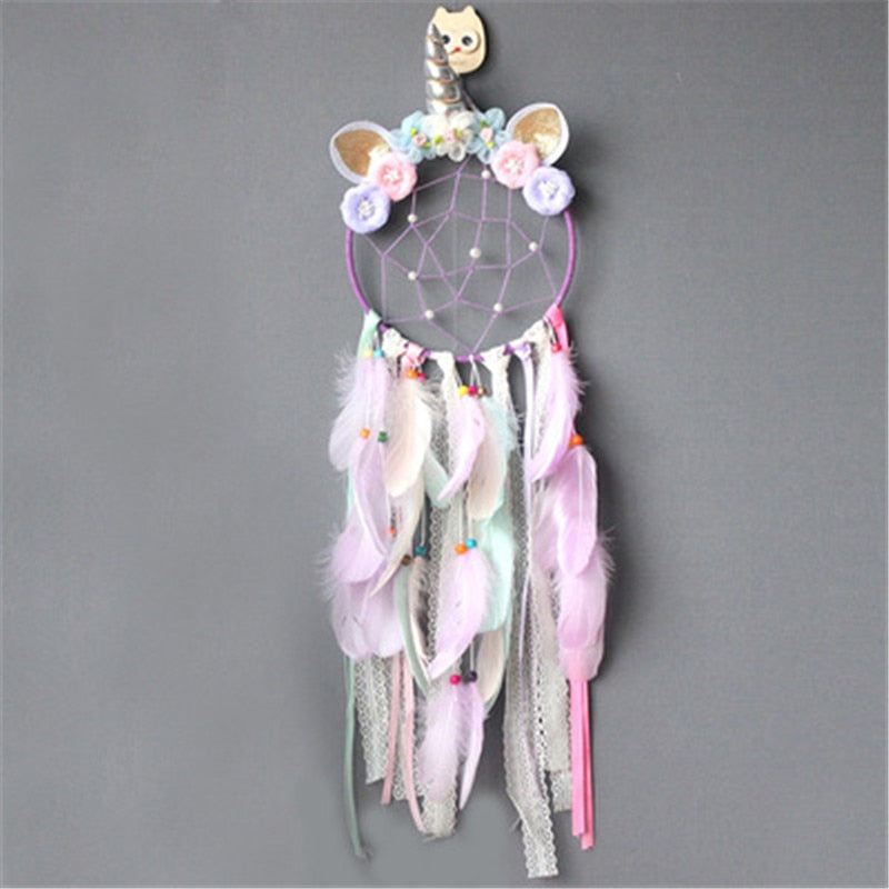 Indian Style Pink Unicorn Dreamcatcher Wind Chimes