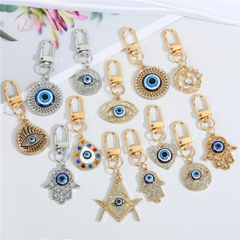 1Pcs Evil Eye Hamsa Hand  Key Ring