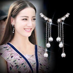 Long Crystal Tassel Gold Color Dangle Earrings