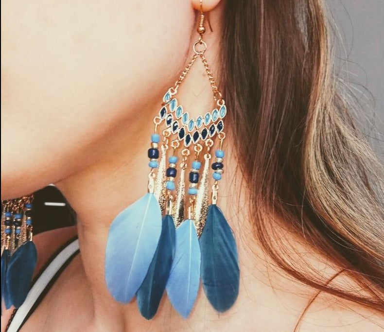 Fringed water drops earrings
