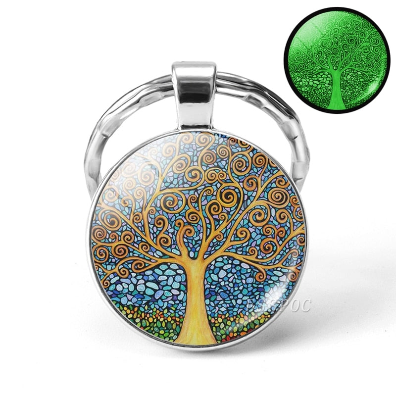 Glow In The Dark Tree Art KeyChain