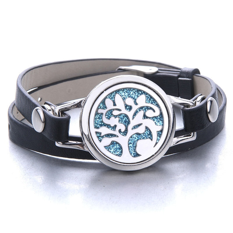 Oil Diffuser Locket Leather Bracelet