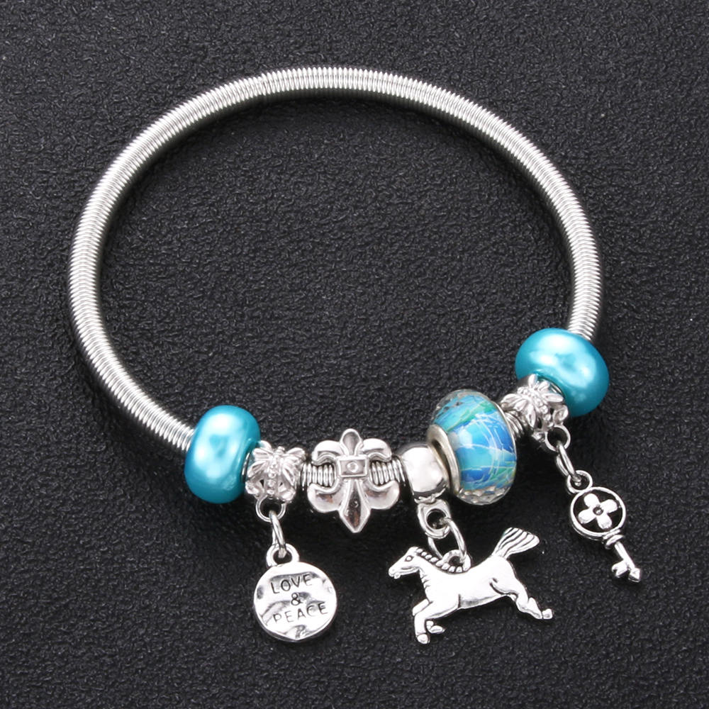 Antique Original Crown key lock Shape 6 colors Charm Bracelets