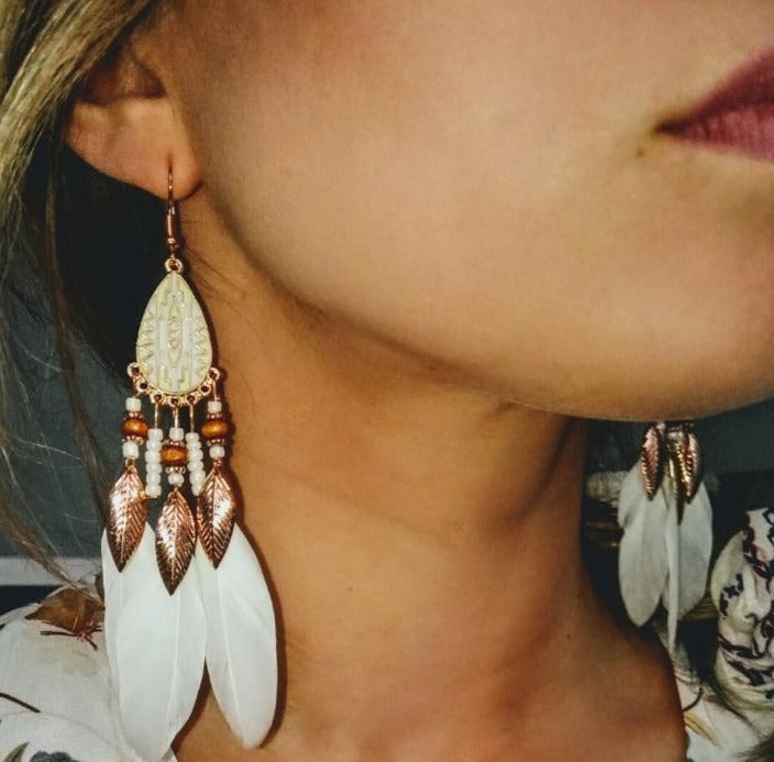 Fringed water drops earrings