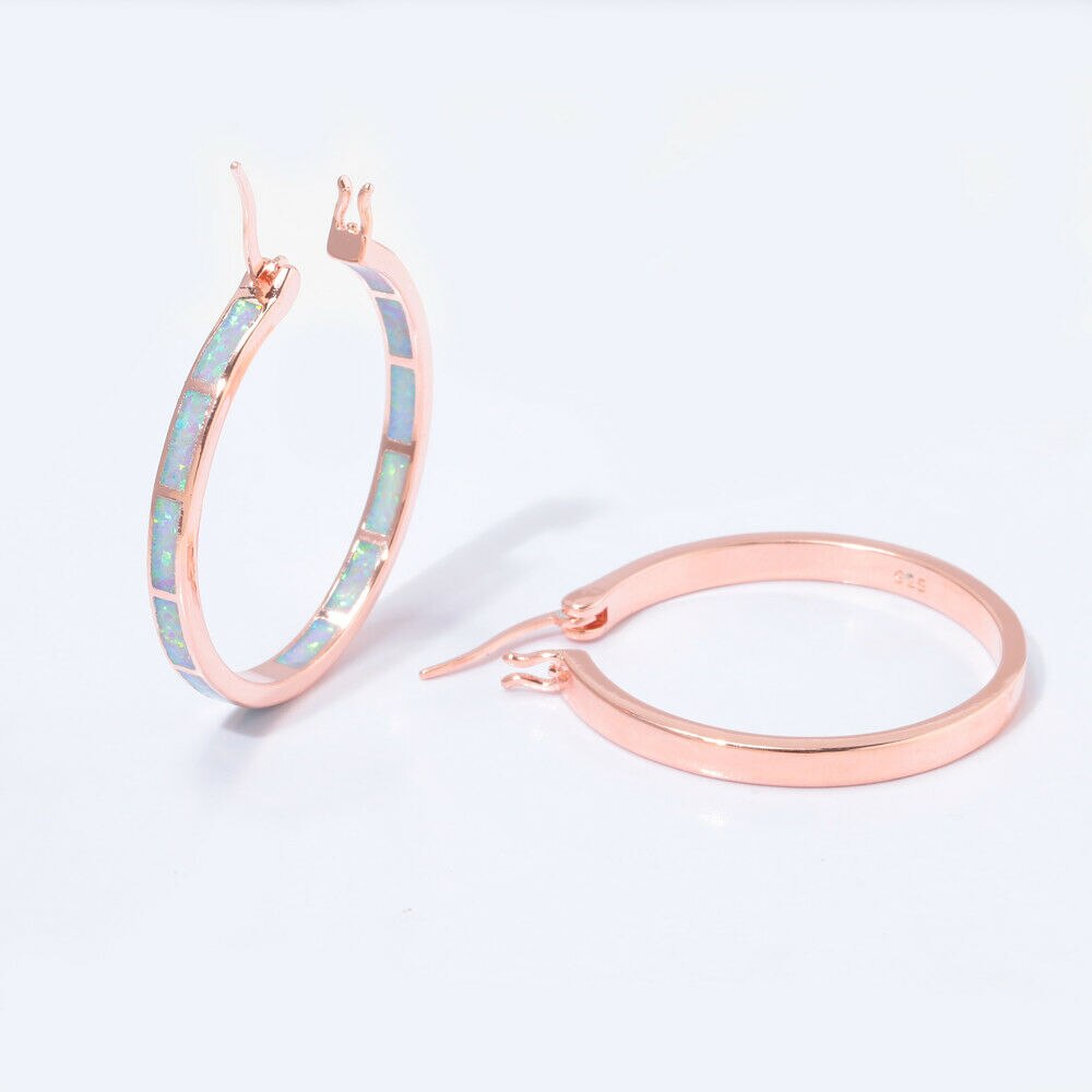 Fire Opal Stone Hoop Woman Earrings
