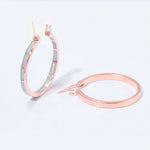 Fire Opal Stone Hoop Woman Earrings