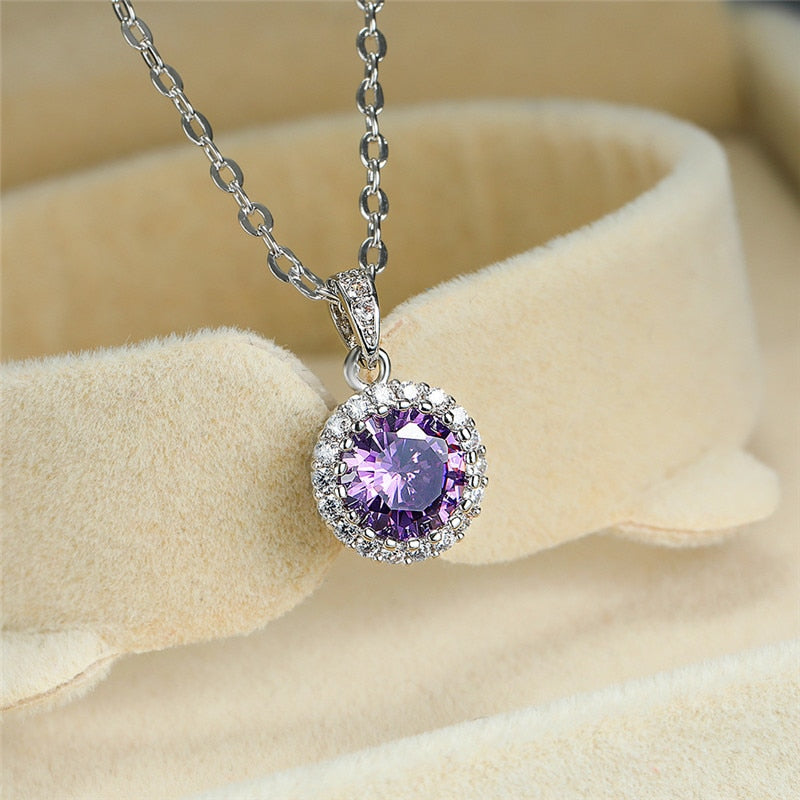 Dainty Female Red Green Pendant Necklace