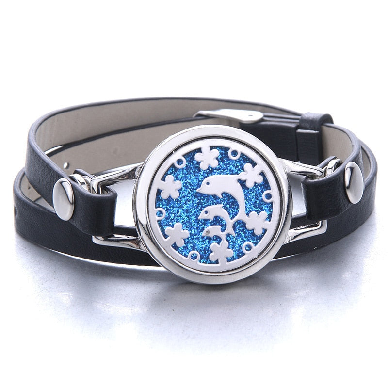 Oil Diffuser Locket Leather Bracelet