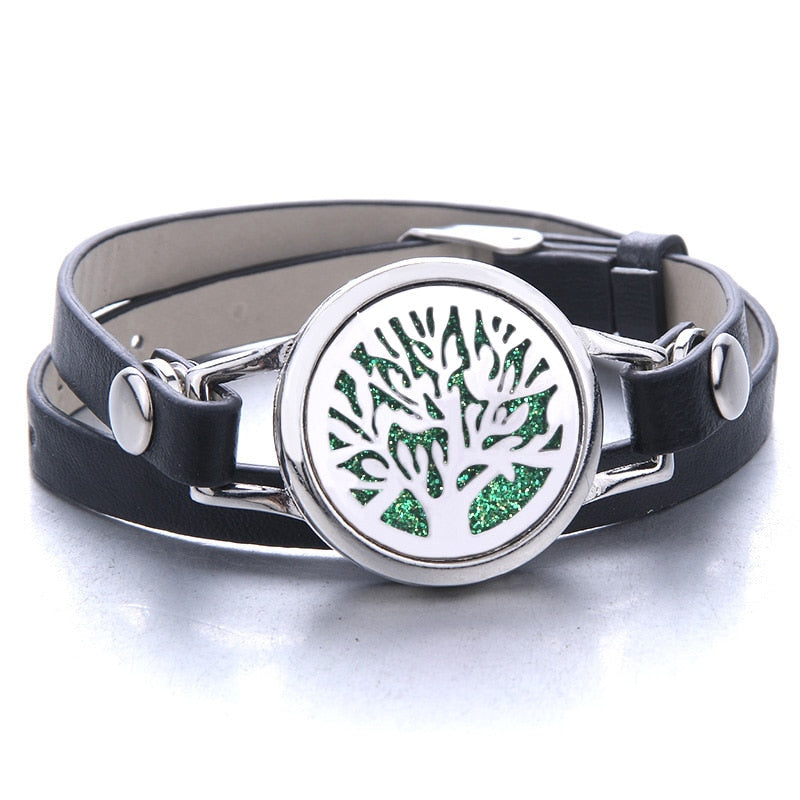 Oil Diffuser Locket Leather Bracelet