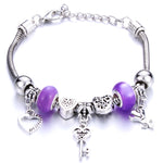 Antique Original Crown key lock Shape 6 colors Charm Bracelets