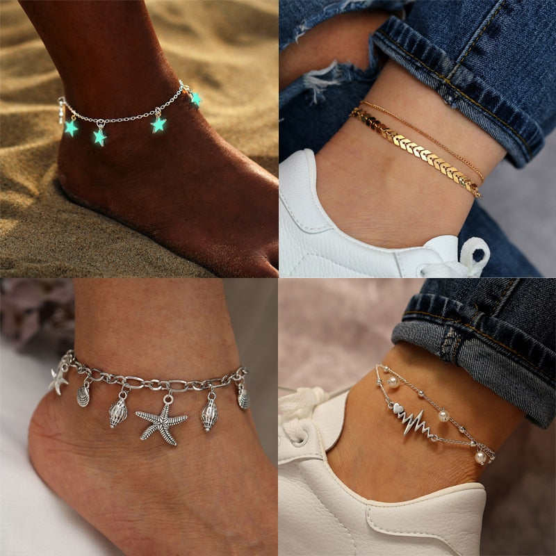 Heart Pendant Anklets