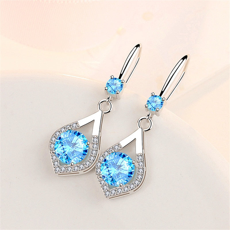 Boho Female Blue Water Drop Earrings