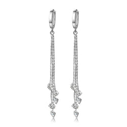 Long Chains Tassels 925 Sterling Silver Drop Earrings