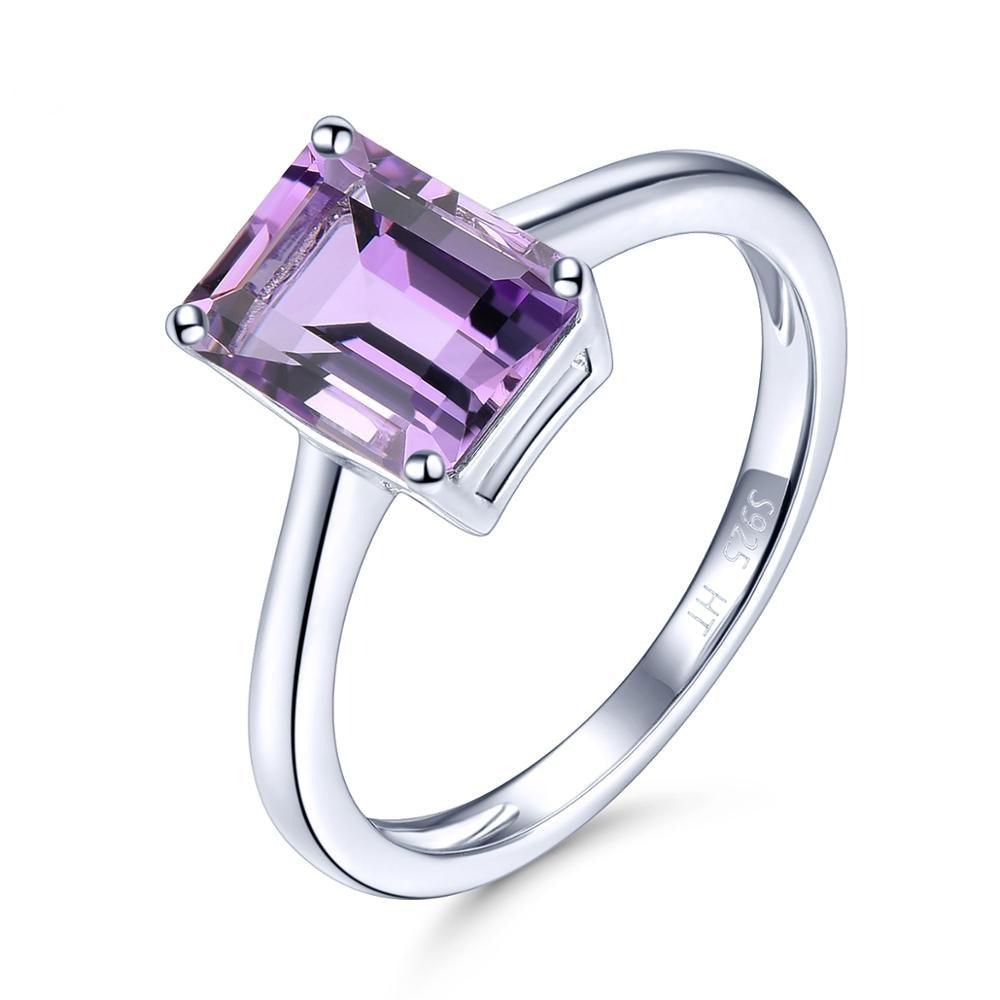 Natural African Amethyst Silver Women's Ring