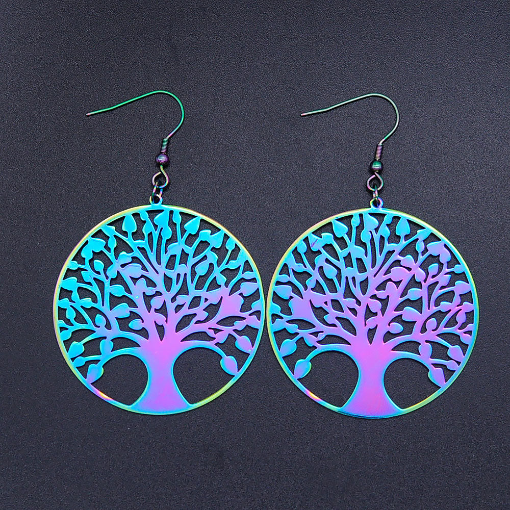 Rainbow Tree of Life Fashion Drop Earring