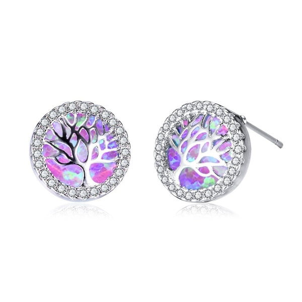 Tree Of Life Cubic Zirconia Stud Earrings