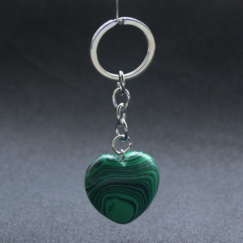 Natural Heart Stone Rose Quartz Keychain