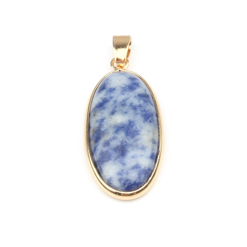 Lapis Lazuli Charms Natural Stone Oval Shape Pendants