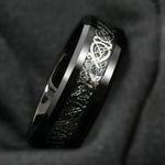8mm  Dragon Pattern Black Fashion Men Rings