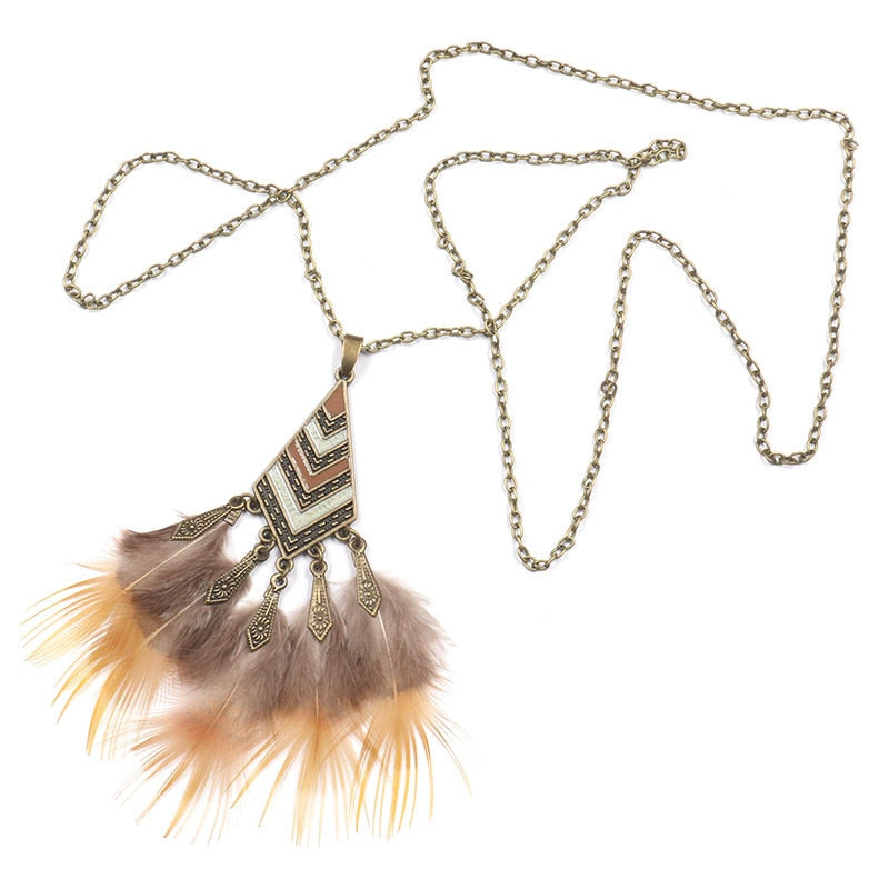 Feather Pendant Dreamcatcher Necklace