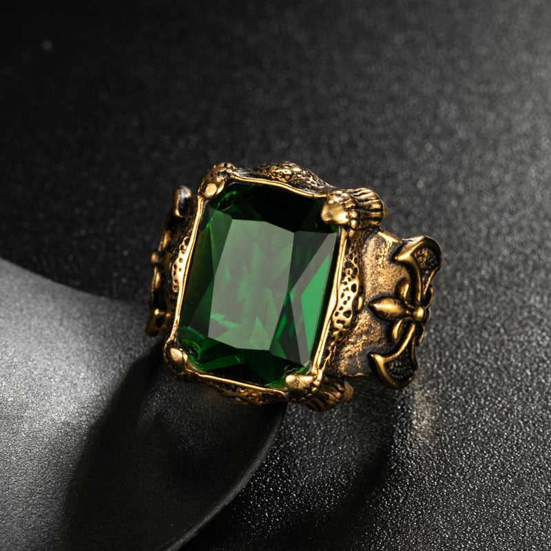 Men's Gold Color Vintage Gothic Dragon Claw Biker ring