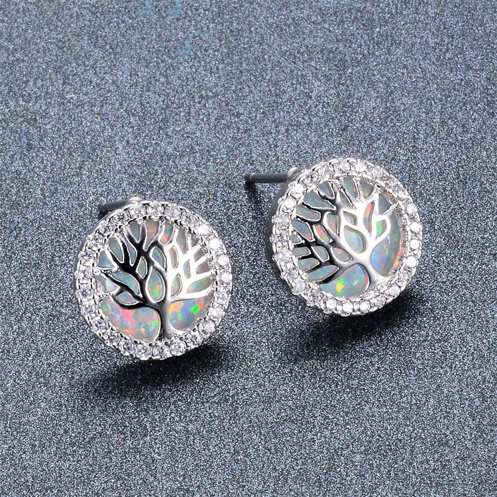 Tree Of Life Cubic Zirconia Stud Earrings