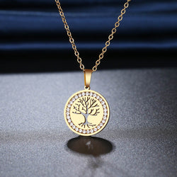316L stainless steel Life Tree NEW Crystal Rhinestone Necklaces