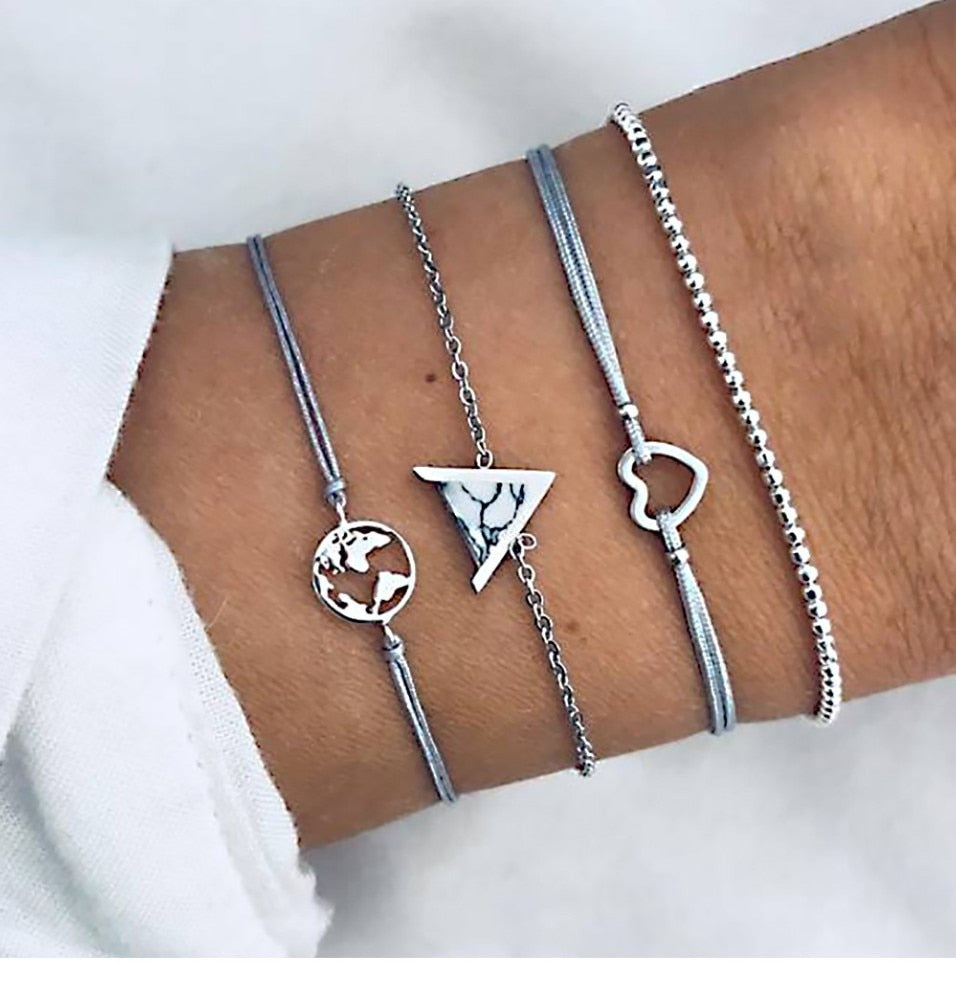 Bohemian Bracelets & Bangles Set Vintage Bead Boho Charm Bracelet