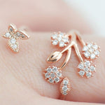 Luxury Crystal Butterfly Tree Leaf Wedding Rings