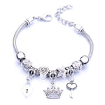 Antique Original Crown key lock Shape 6 colors Charm Bracelets