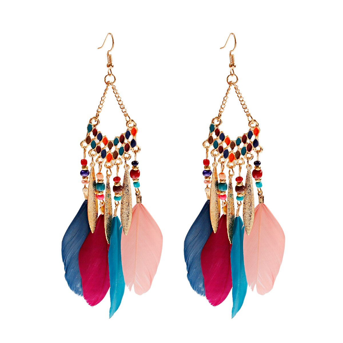Bohemian Feather Tassel Earrings