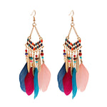 Bohemian Feather Tassel Earrings